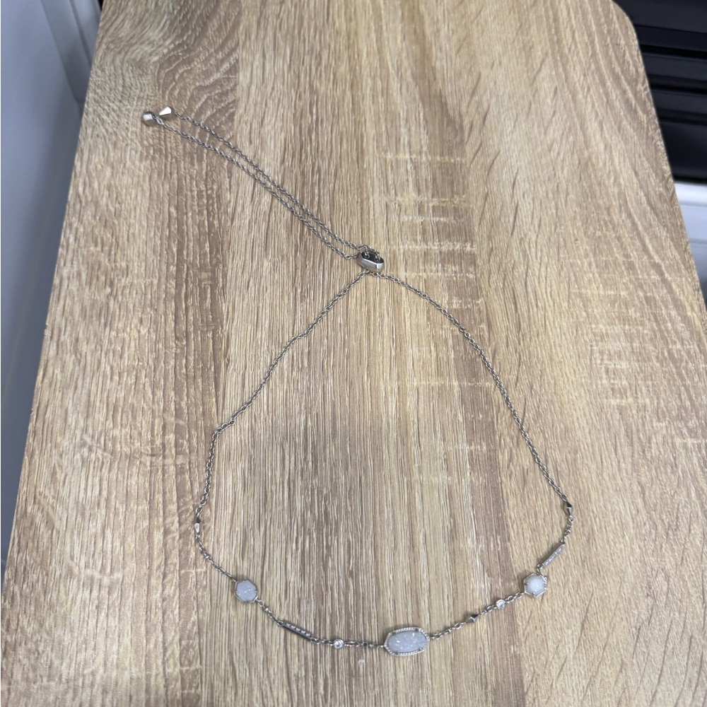Kendra Scott Adjustable Iridescent Drusy Silver Necklace